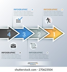 Modern infographics options banner with 4 colorful paper arrow. Vector. Can be used for web design and  workflow layout