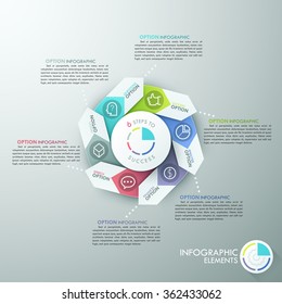 Modern infographics options banner with 6-part arrow process chart and icons. Vector. Can be used for web design and  workflow layout