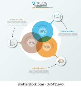 Modern infographics options banner area chart with circles and icons. Vector. Can be used for web design, presentations, brochures and  workflow layout