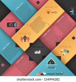 Modern infographics options banner with colorful blocks. Vector. Can be used for web design and  workflow layout