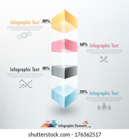Modern infographics options banner with colorful and glass blocks. Vector. Can be used for web design, timeline and workflow layout