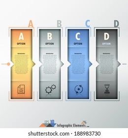 Modern infographics options banner with colorful shapes. Vector. Can be used for web design and  workflow layout