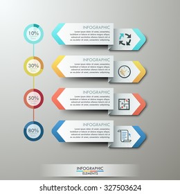 Modern infographics options banner with colorful paper ribbons for 4 features. Vector. Can be used for web design and  workflow layout