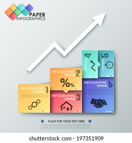 Modern infographics options banner with graphic made of colorful sheets. Vector. Can be used for web design and  workflow layout