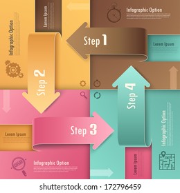 Modern infographics options banner with paper arrows. Vector. Can be used for web design and workflow layout