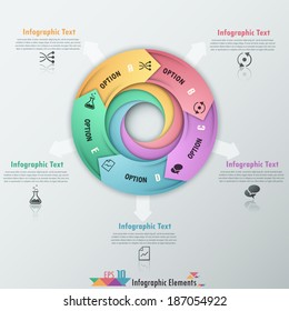 Modern infographics options banner with process template made of colorful ribbons. Vector. Can be used for web design and  workflow layout