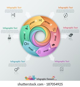 Modern infographics options banner with process template made of colorful ribbons. Vector. Can be used for web design and  workflow layout