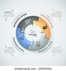 Modern infographics options banner with process template made of colorful ribbons.