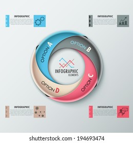 Modern infographics options banner with process template made of colorful ribbons. Vector. Can be used for web design and  workflow layout