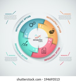 Modern infographics options banner with process template made of colorful ribbons. Vector. Can be used for web design and  workflow layout