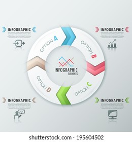 Modern infographics options banner with process template made of 4 colorful ribbons. Vector. 