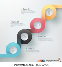 Modern infographics options banner with realistic colorful ribbon. Vector. Can be used for web design and  workflow layout