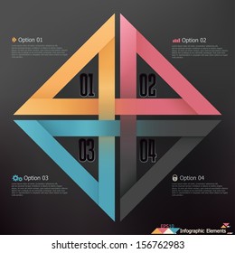 Modern infographics options banner with realistic colorful ribbon. Vector. Can be used for web design and  workflow layout
