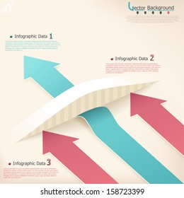 Modern infographics options banner with realistic arrows. Vector. Can be used for web design and  workflow layout