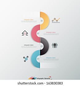 Modern infographics options banner with realistic colorful ribbon. Vector. Can be used for web design and  workflow layout