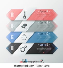 Modern infographics options banner with realistic colorful paper ribbon. Vector. Can be used for web design and workflow layout
