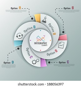 Modern infographics options banner with options template made of spiral ribbons. Vector. Can be used for web design and  workflow layout