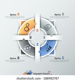 Modern infographics options banner with options template made of paper ribbons. Vector. Can be used for web design and  workflow layout