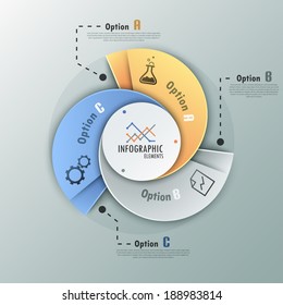 Modern infographics options banner with options template made of spiral ribbons. Vector. Can be used for web design and  workflow layout