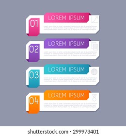 Modern infographics options banner vector illustration. Business progress steps template background.