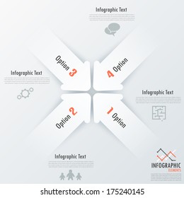 Modern infographics options banner with white paper arrows. Vector. Can be used for web design and  workflow layout