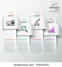 Modern infographics options banner with white paper ribbons. Vector. Can be used for web design and  workflow layout