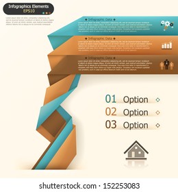 Modern infographics options banner with woven paper sheets. Vector. Can be used for web design and  workflow layout