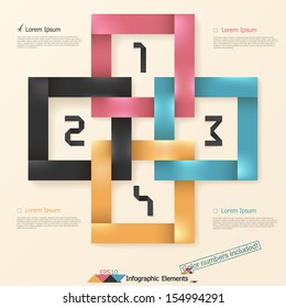 Modern infographics options banner with woven paper squares. Vector. Can be used for web design and  workflow layout