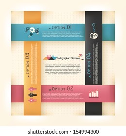 Modern infographics options banner with woven paper sheets. Vector. Can be used for web design and  workflow layout