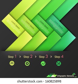 Modern infographics options banner with woven green paper sheets. Vector. Can be used for web design and  workflow layout