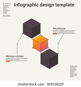 Modern infographics options template with cubes and options, icons and text. For web design and workflow layout.