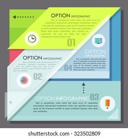 Modern infographics options template in minimal style made of geometric shapes. Vector. Can be used for web design and  workflow layout