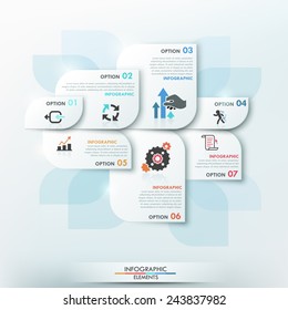 Modern infographics options template with paper leaves, icons and text for 4 options. Vector. Can be used for web design and workflow layout