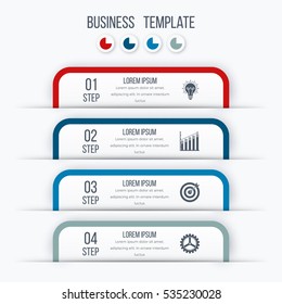 Modern infographics options template with paper sheets, icons for 4 options. Vector. Can be used for web design and workflow layout