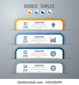 Modern infographics options template with paper sheets, icons for 4 options. Vector. Can be used for web design and workflow layout