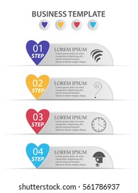 Modern infographics options template with paper sheets, icons for 4 options. Vector. Can be used for web design and workflow layout