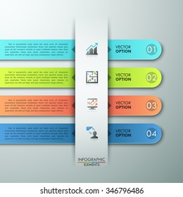 Modern infographics options template with rounded paper ribbons. Vector illustration. Can be used for workflow layout, diagram, number, step up options, web design.