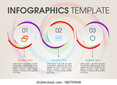 Modern infographics options template vector with circle and colorful lines. Can be used for web design, brochure, presentations and workflow layout.