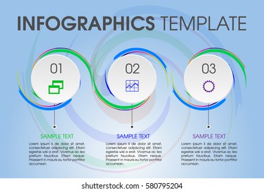 Modern infographics options template vector with circle and colorful lines on blue background. Can be used for web design, brochure, presentations and workflow layout.