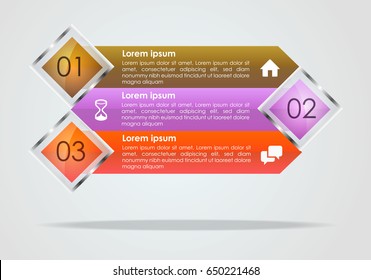 Modern infographics options template vector with brown, violet and red rectangle. Can be used for web design, brochure, presentations and workflow layout