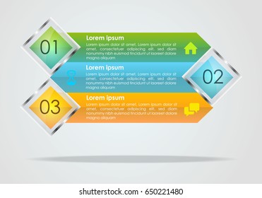 Modern infographics options template vector with blue, green and orange rectangle. Can be used for web design, brochure, presentations and workflow layout