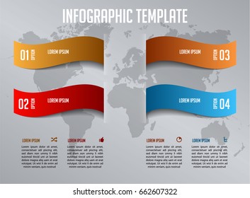 Modern infographics options template vector with colorful ribbons.