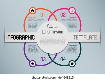 Modern infographics options template vector with colorful circle and grey background