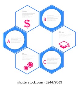 Modern infographics options template vector.Conceptual for web design, brochure, report, presentations and workflow layout.Company infographic overview design pattern.Elements for Your Business.