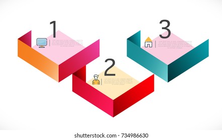 Modern infographics with overlapping and colorful geometric template on white background and space for business or technology presentation. vector illustration
