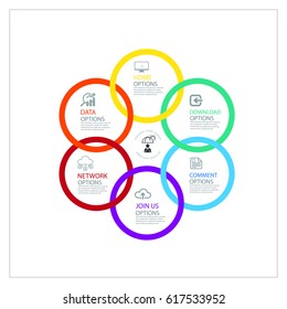 Modern infographics process  with connected , icons and text for 6 steps. Vector.