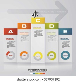 Modern infographics process template with 5 steps, icons and text. Vector. Can be used for web design and workflow layout