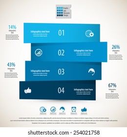 Modern infographics process template with paper elements.EPS 10 vector. Icons and text for 4 options. Can be used for any project.