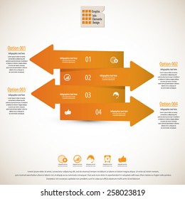 Modern infographics process template with paper arrow elements.EPS 10 vector. Icons and text for 4 options. Can be used for any project