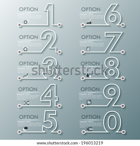 Modern infographics process template with set of numbers made of white line. Vector. Can be used for web design and  workflow layout